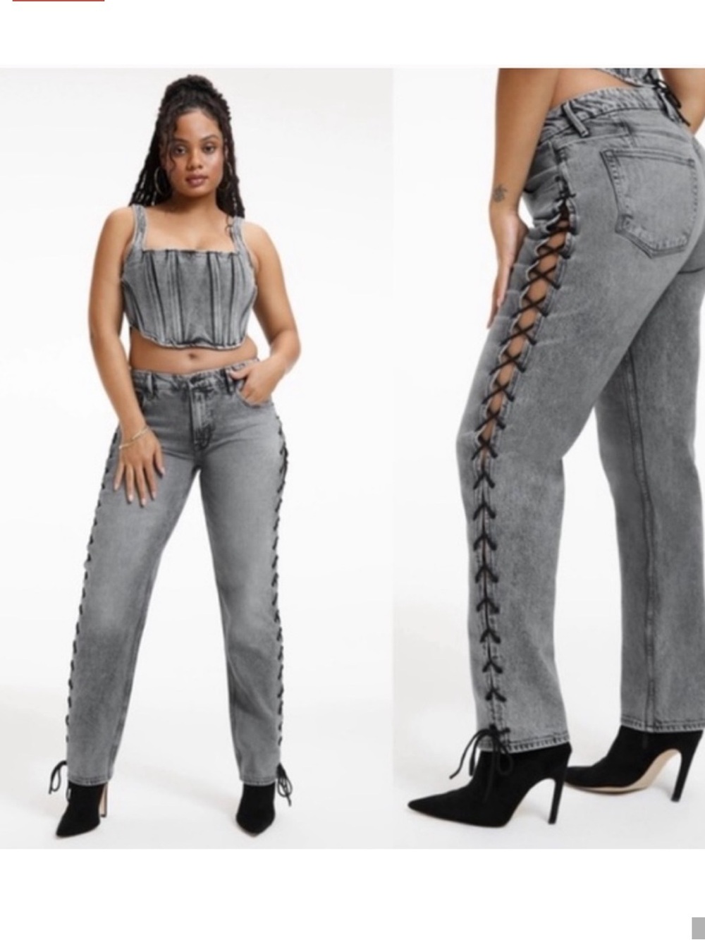 Good American | Good Icon Lace-Up Jeans, size 4